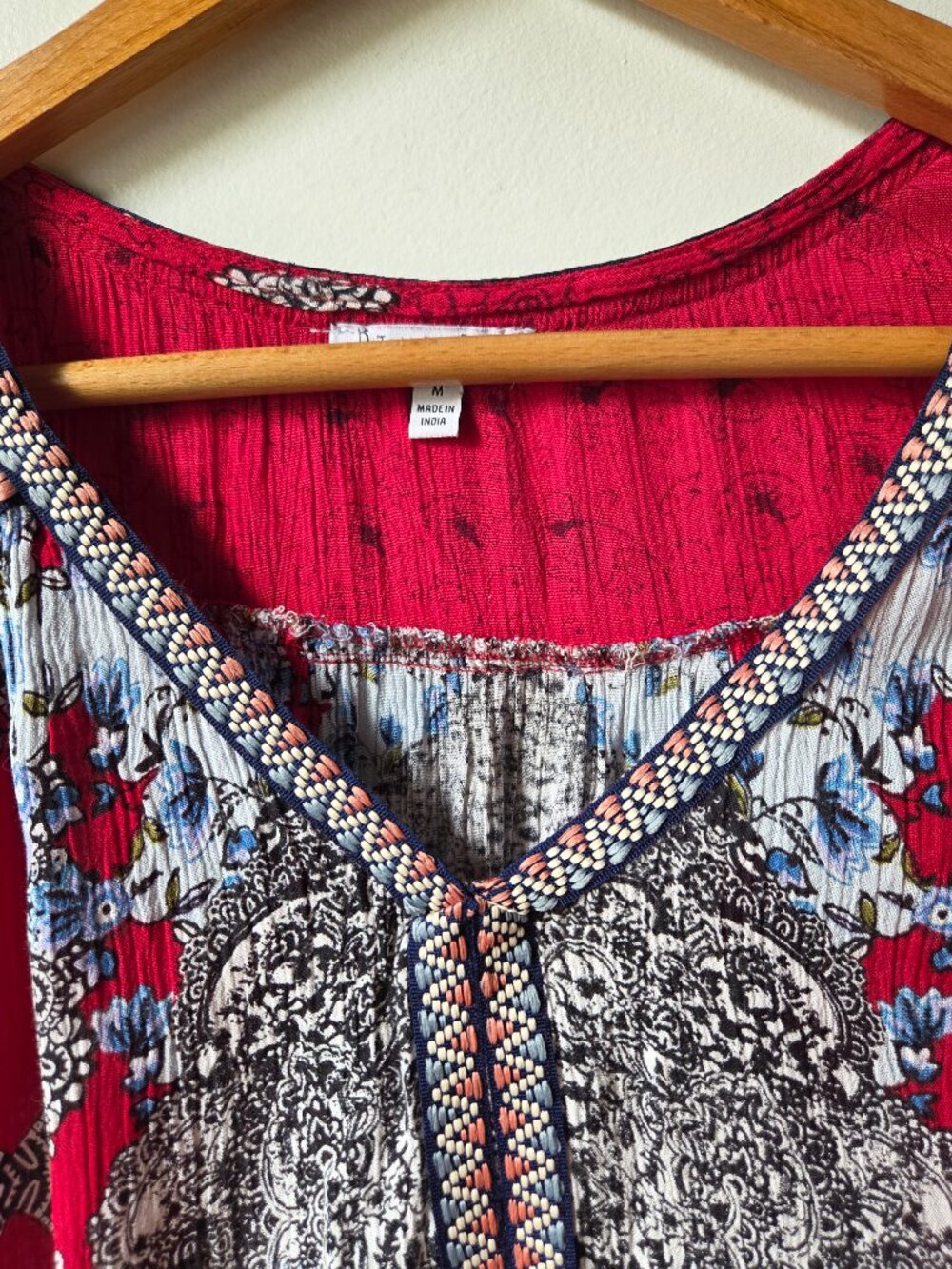 EUC PATRONS OF PEACE BOHO PRINT V NECK RUFFLED HEM TANK TOP SIZE M - Picture 8 of 13
